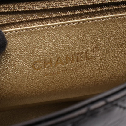 マトラッセ シングルフラップ チェーンショルダーバッグ レザー ブラック ゴールド金具 シャネル