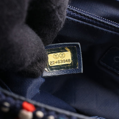 エアライン チェーンショルダーバッグ ツイード レザー ネイビー ボルドー マルチカラー シルバー金具 シャネル