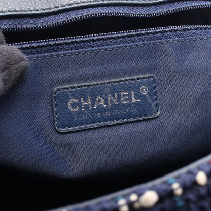 エアライン チェーンショルダーバッグ ツイード レザー ネイビー ボルドー マルチカラー シルバー金具 シャネル