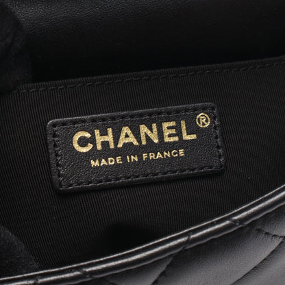 マトラッセ スモールフラップ チェーンショルダーバッグ レザー ブラック ゴールド金具 シャネル