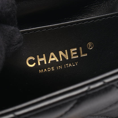 ミニ フラップ バッグ マトラッセ チェーンショルダーバッグ レザー ブラック ゴールド金具 シャネル