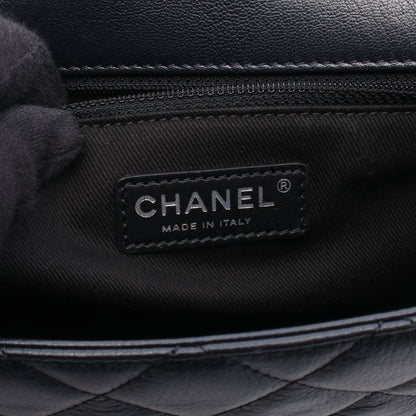 マトラッセ チェーンショルダーバッグ レザー ネイビー シルバー金具 シャネル