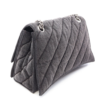 CRUSH クラッシュ ミディアム キルティング チェーンショルダーバッグ デニム ダークグレー バレンシアガ バッグ BALENCIAGA