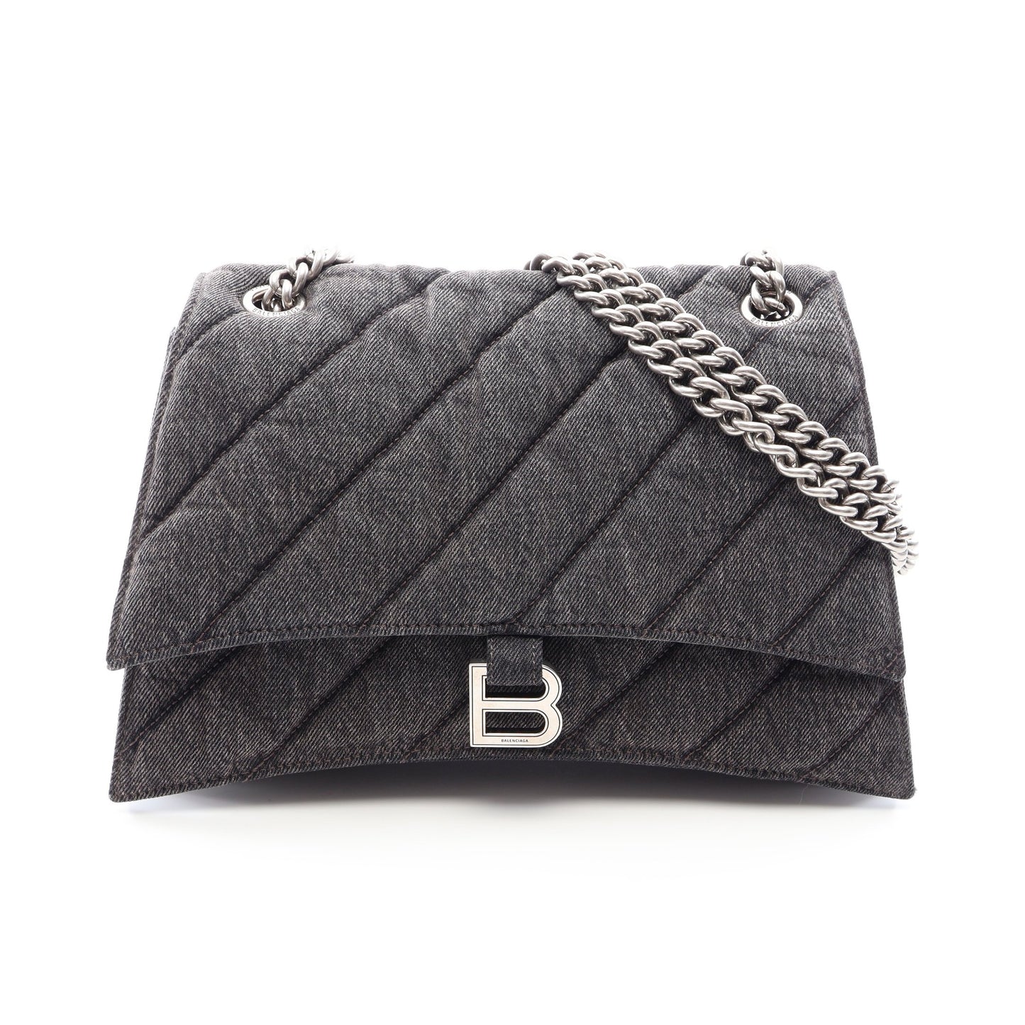 CRUSH クラッシュ ミディアム キルティング チェーンショルダーバッグ デニム ダークグレー バレンシアガ バッグ BALENCIAGA