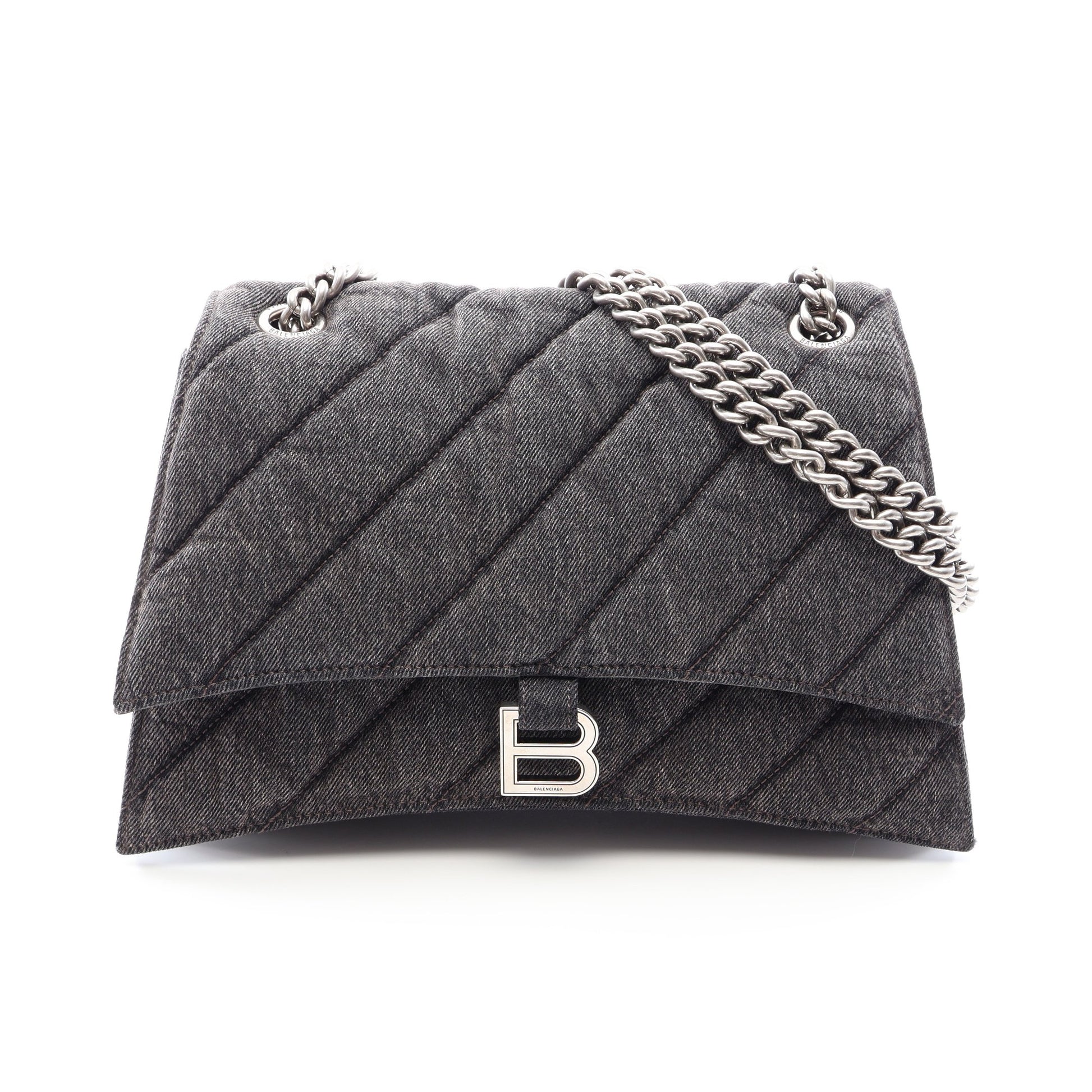 CRUSH クラッシュ ミディアム キルティング チェーンショルダーバッグ デニム ダークグレー バレンシアガ バッグ BALENCIAGA
