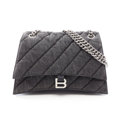 CRUSH クラッシュ ミディアム キルティング チェーンショルダーバッグ デニム ダークグレー バレンシアガ バッグ BALENCIAGA