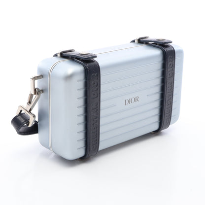 DIOR × RIMOWA パーソナルクラッチ ショルダーバッグ アルミニウム レザー シルバー ネイビー クリスチャンディオール