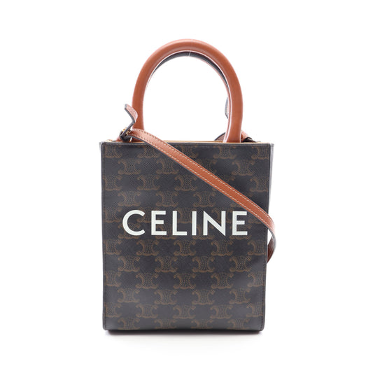 ミニ バーティカル カバ トリオンフ 2WAY ハンドバッグ PVC レザー ブラック ブラウン セリーヌ バッグ CELINE