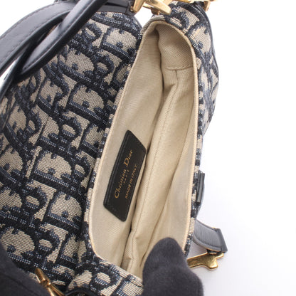 SADDLE サドル オブリーク ハンドバッグ キャンバス レザー ネイビー ベージュ クリスチャンディオール バッグ Christian Dior