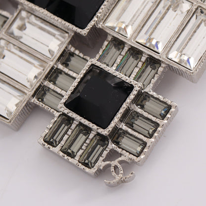 ココマーク スクエア ブローチ クリスタル シルバー ブラック クリア G19K シャネル アクセサリー CHANEL