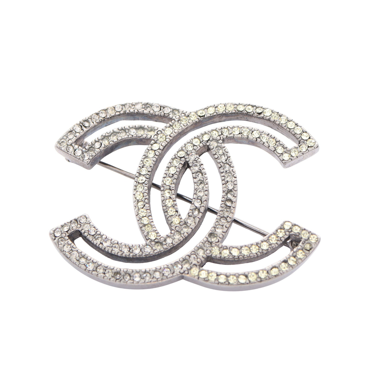 ココマーク ブローチ ラインストーン シルバー クリア 06P シャネル アクセサリー CHANEL