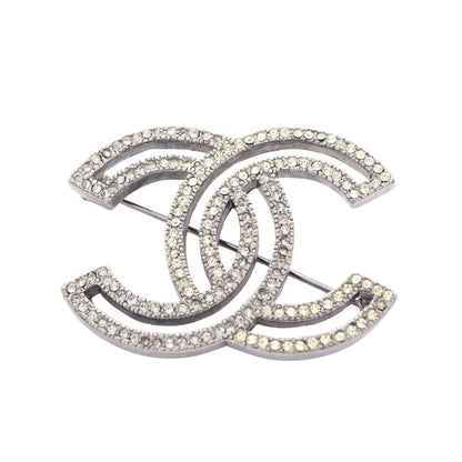 ココマーク ブローチ ラインストーン シルバー クリア 06P シャネル アクセサリー CHANEL