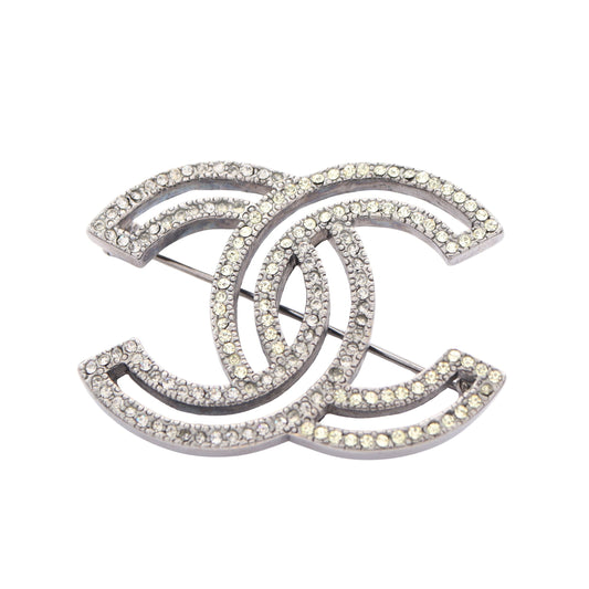 ココマーク ブローチ ラインストーン シルバー クリア 06P シャネル アクセサリー CHANEL
