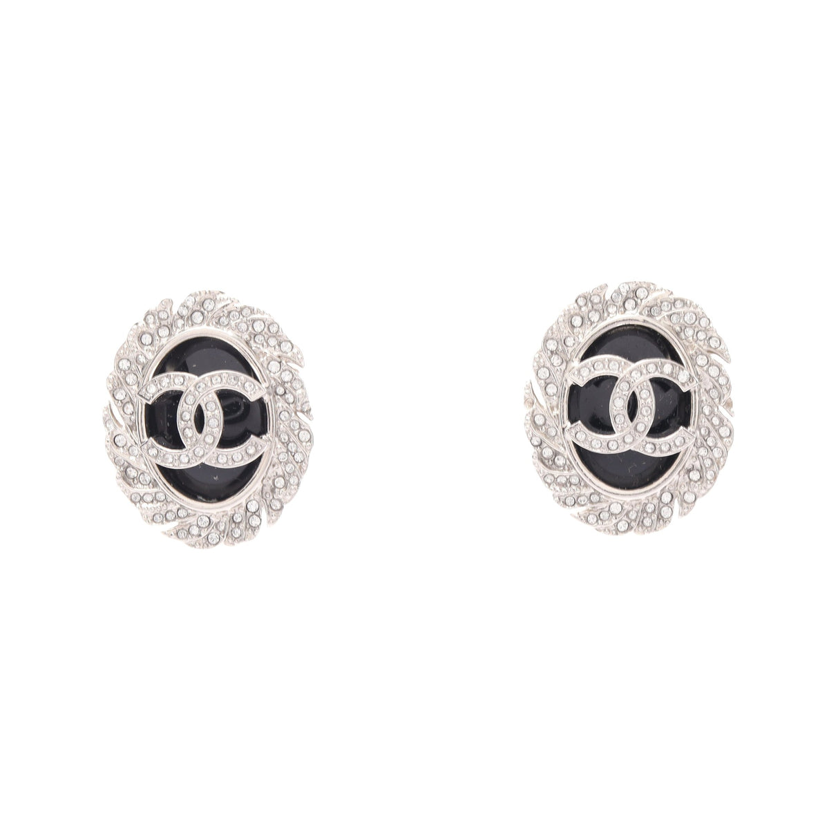 ココマーク ピアス ラインストーン シルバー ブラック クリア B25S シャネル アクセサリー CHANEL