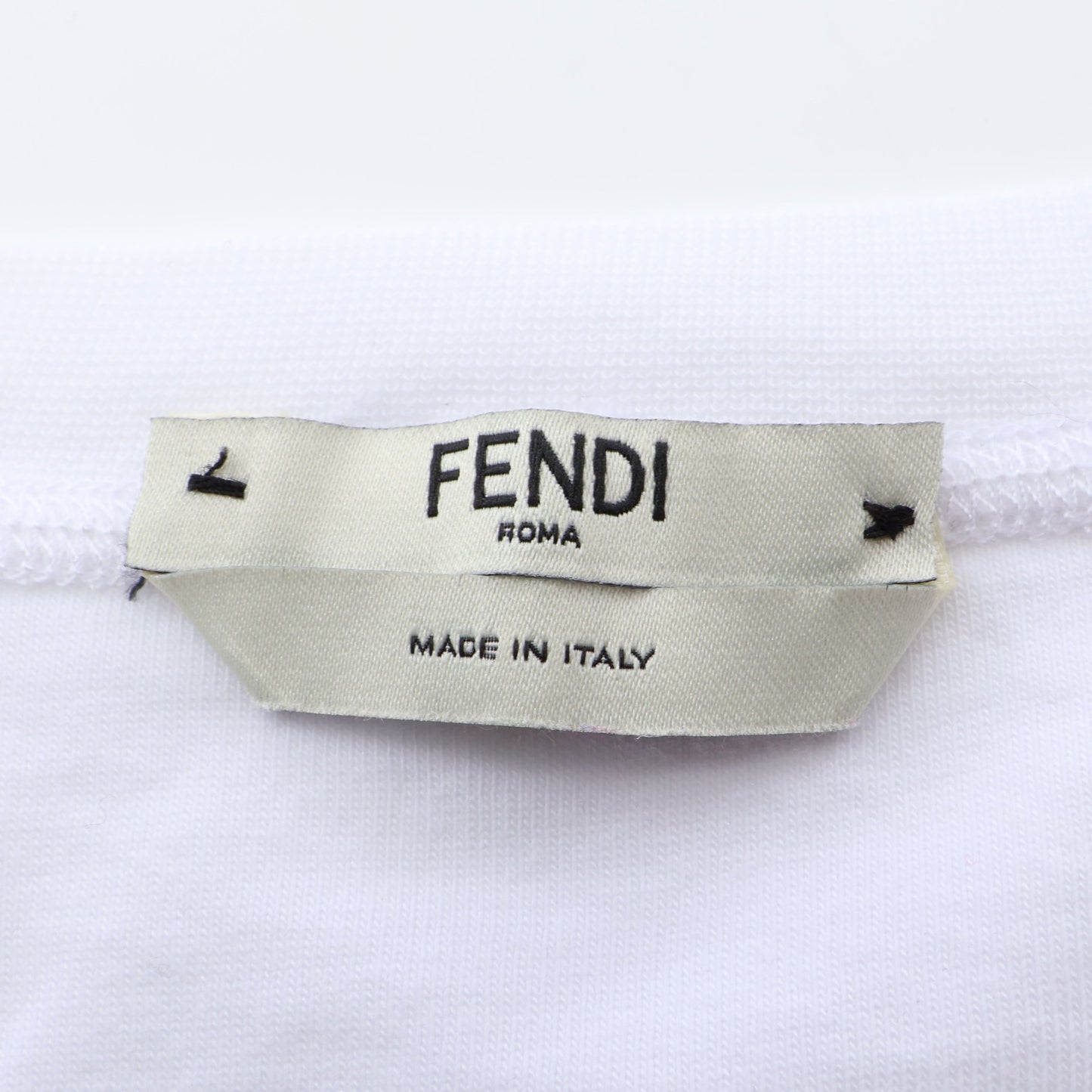 FFロゴテープ オーバーサイズ 半袖Tシャツ コットン ホワイト ベージュ ダークブラウン フェンディ