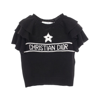 シグネチャー フリル 半袖 ニット カシミヤ ブラック ホワイト クリスチャンディオール トップス Christian Dior