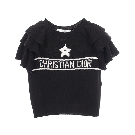 シグネチャー フリル 半袖 ニット カシミヤ ブラック ホワイト クリスチャンディオール トップス Christian Dior