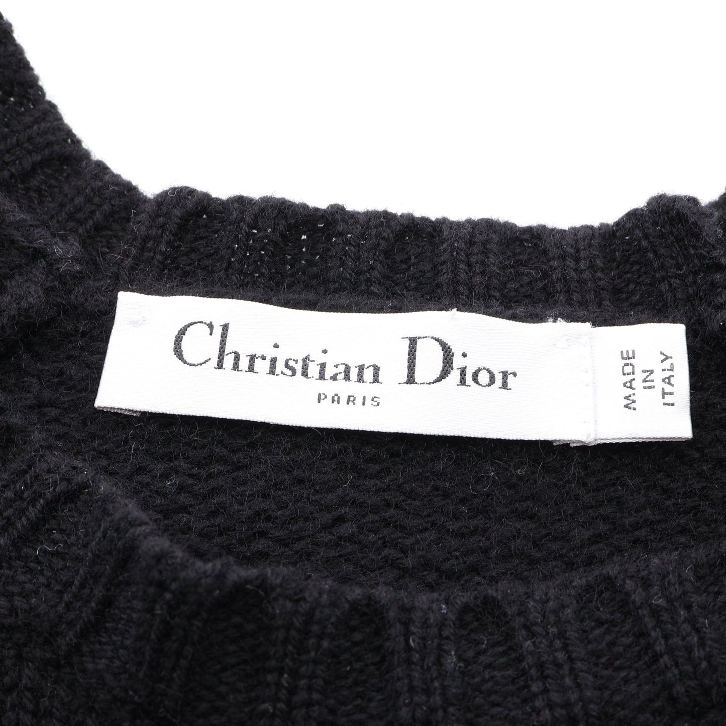 シグネチャー フリル 半袖 ニット カシミヤ ブラック ホワイト クリスチャンディオール トップス Christian Dior