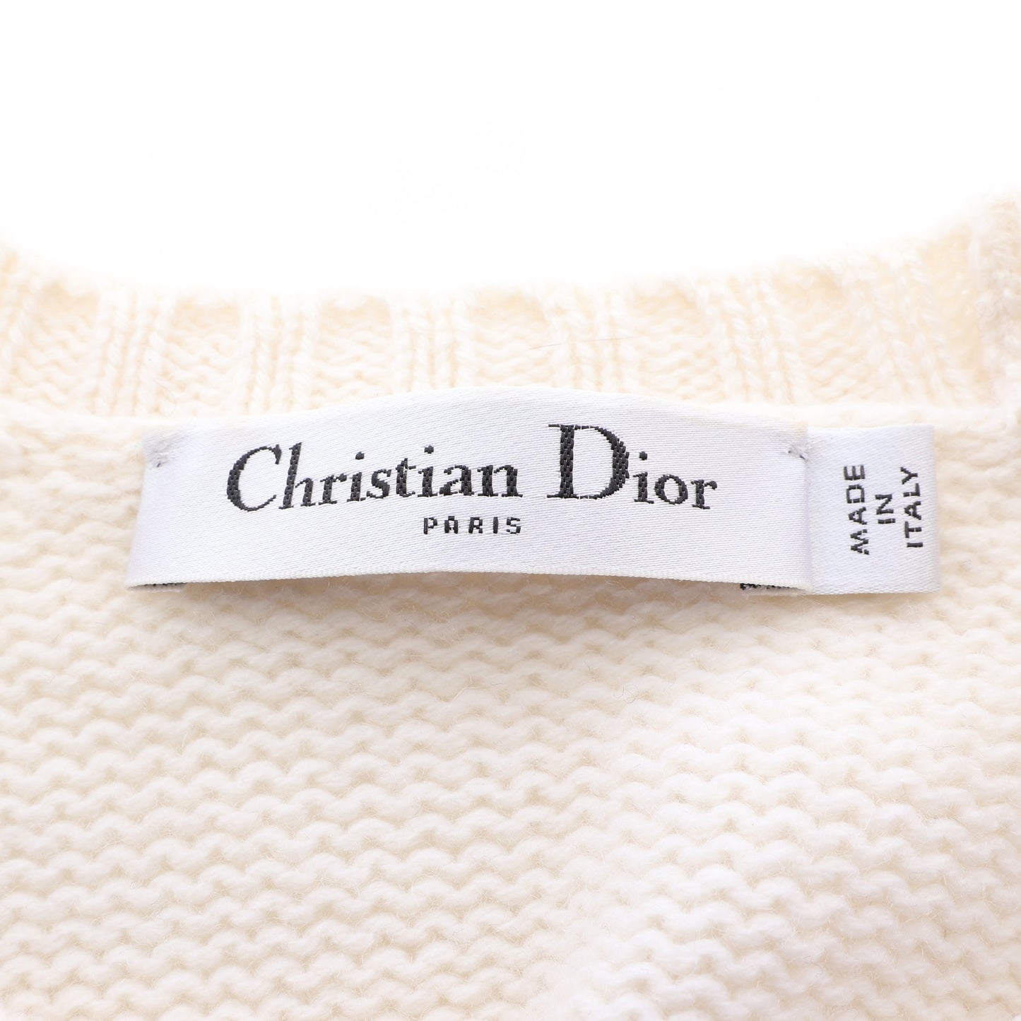 シグネチャー フリル 半袖 ニット カシミヤ オフホワイト ブラック クリスチャンディオール トップス Christian Dior