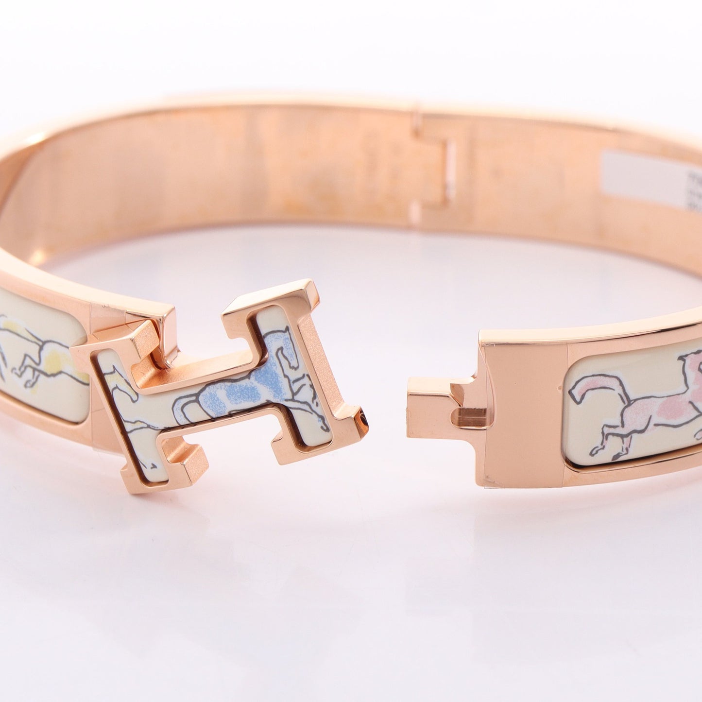 クリッククラックPM 自由な馬 バングル エナメル ピンクゴールド アイボリー マルチカラー エルメス アクセサリー HERMES