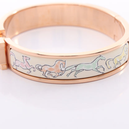 クリッククラックPM 自由な馬 バングル エナメル ピンクゴールド アイボリー マルチカラー エルメス アクセサリー HERMES