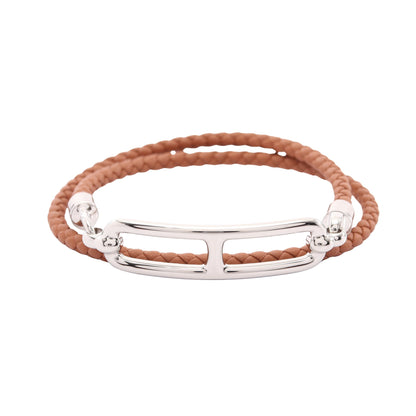 ルリ ドゥブルトゥール ブレスレット ヴォースイフト ブラウン シルバー エルメス アクセサリー HERMES