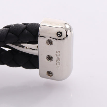 エジェ バングル レザー シルバー ブラック エルメス アクセサリー HERMES