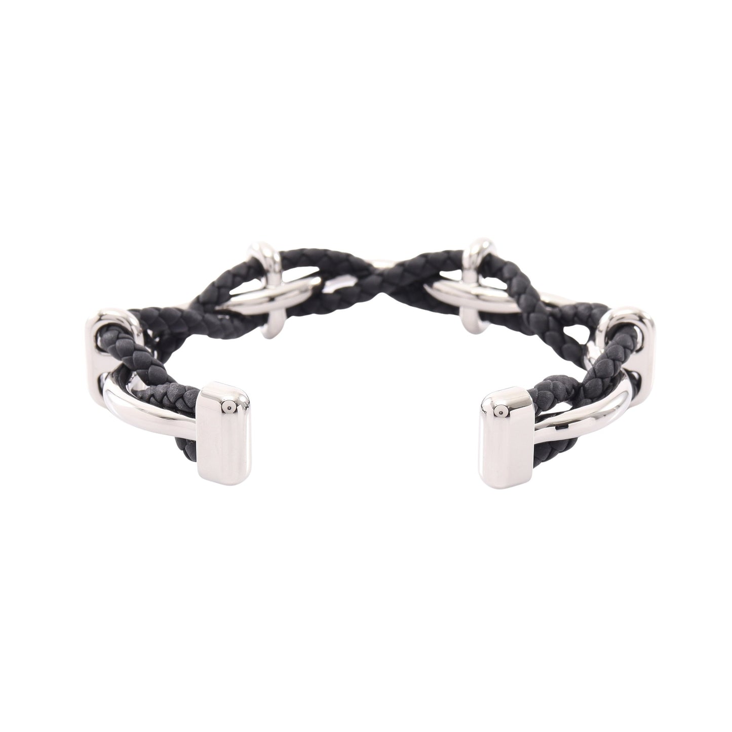 エジェ バングル レザー シルバー ブラック エルメス アクセサリー HERMES