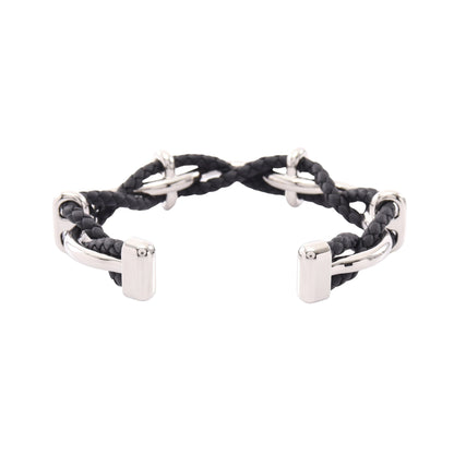 エジェ バングル レザー シルバー ブラック エルメス アクセサリー HERMES