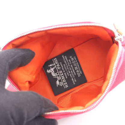 ポリードポーチ15 ミニミニ ハイビスカス ポーチ キャンバス ピンク シルバー金具 エルメス 財布・小物 HERMES