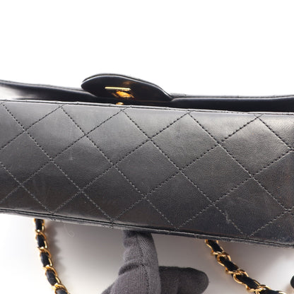 マトラッセ Wフラップ Wチェーンショルダーバッグ ラムスキン ブラック ゴールド金具 シャネル