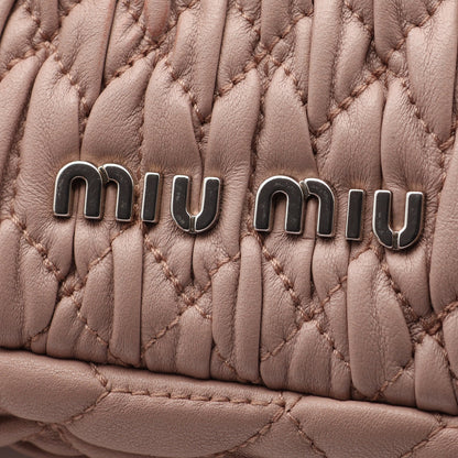 マテラッセ 2WAY チェーンショルダーバッグ レザー ピンクベージュ ミュウミュウ