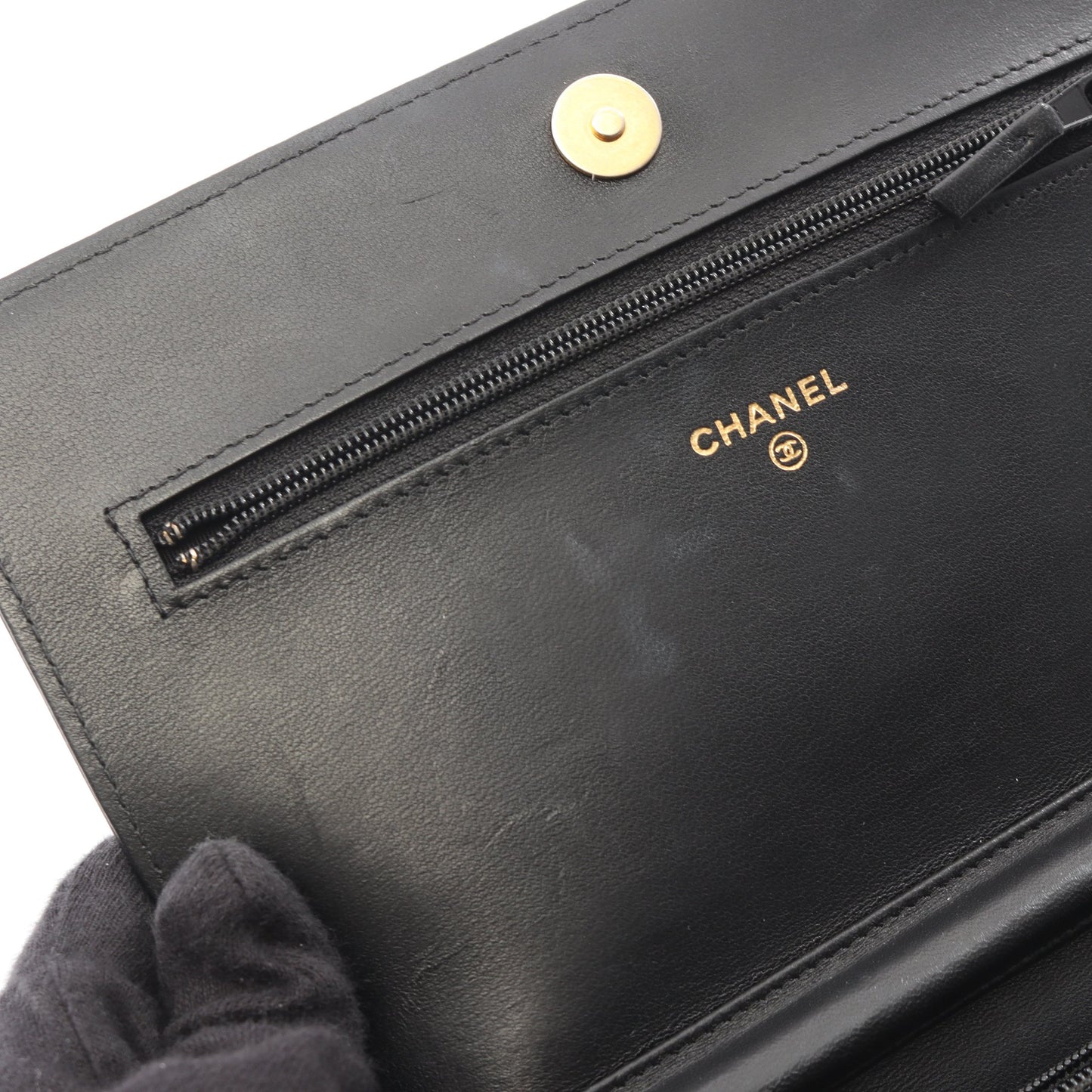 ボーイシャネル チェーンウォレット ラムスキン ブラック ゴールド金具 シャネル
