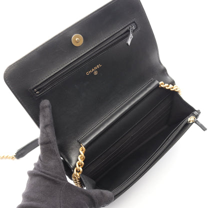 ボーイシャネル チェーンウォレット ラムスキン ブラック ゴールド金具 シャネル