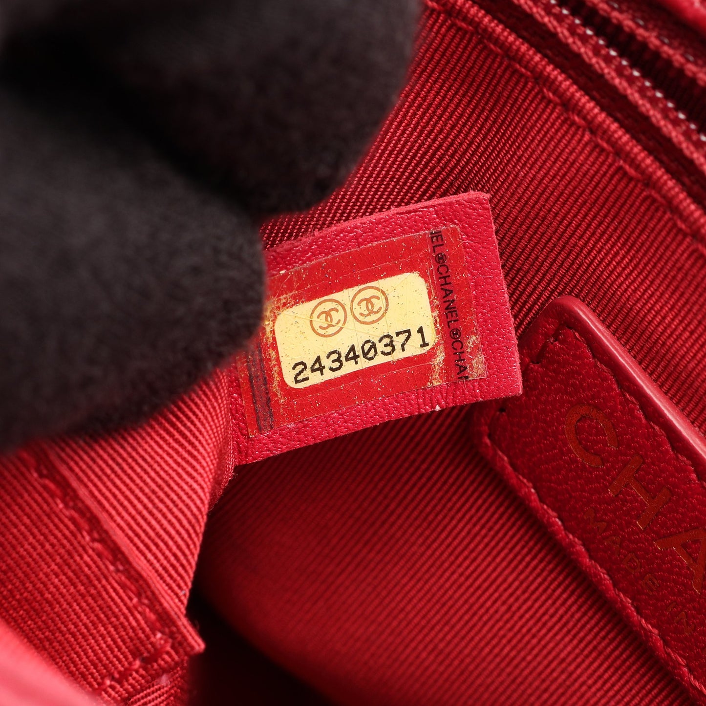 マトラッセ トップハンドル 2WAY チェーンショルダーバッグ キャビアスキン レッド ゴールド金具 シャネル