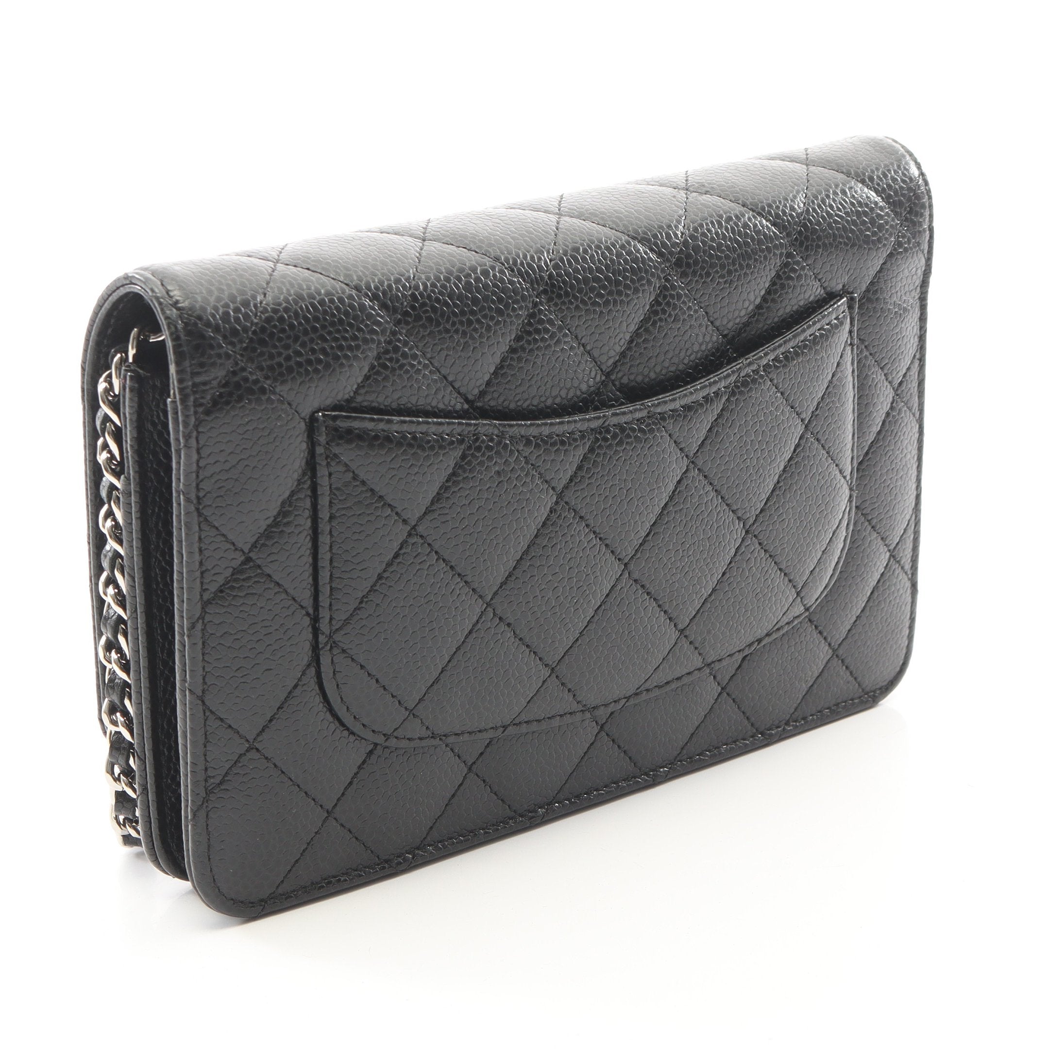 CHANEL シャネル チェーンウォレット マトラッセ キャビアスキン ブラック マトラッセ チェーンウォレット キャビアスキン ブラック シルバー金具