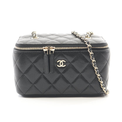 マトラッセ スモールバニティ チェーンショルダーバッグ キャビアスキン ブラック ゴールド金具 シャネル バッグ CHANEL
