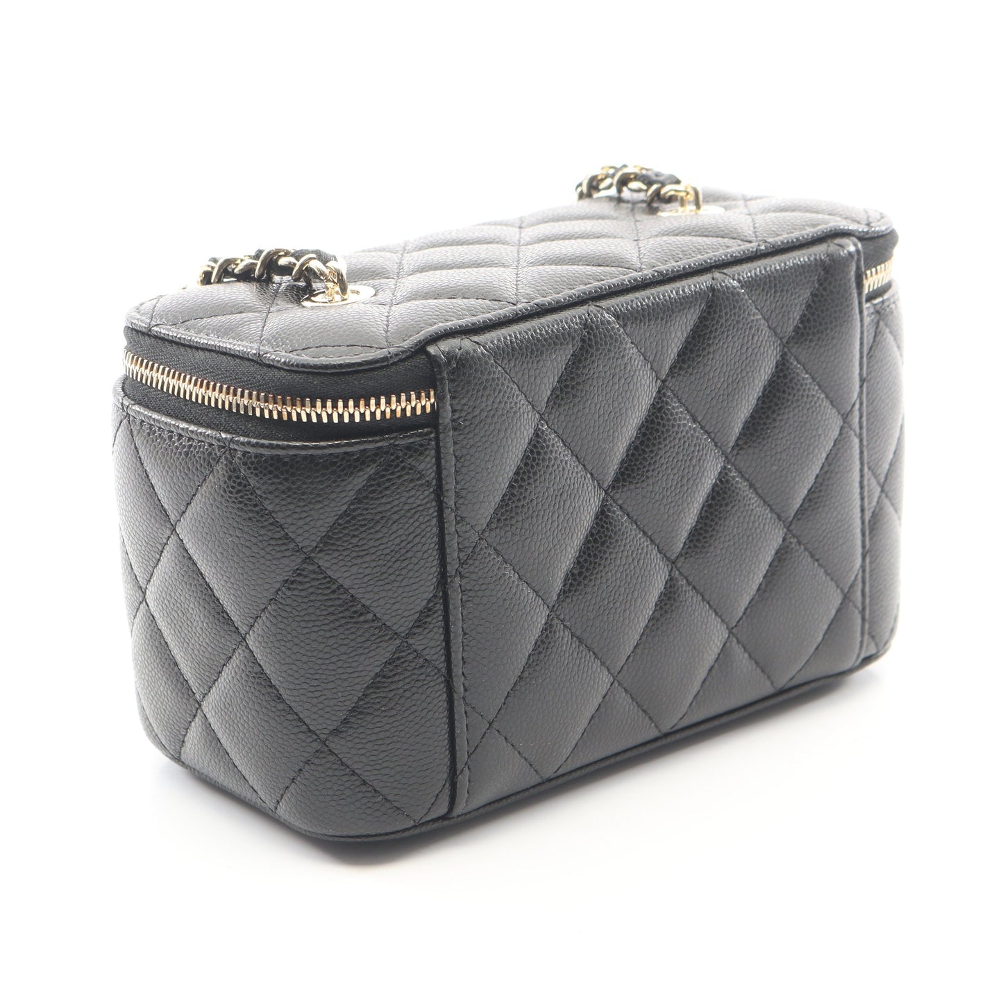 マトラッセ スモールバニティ チェーンショルダーバッグ キャビアスキン ブラック ゴールド金具 シャネル バッグ CHANEL