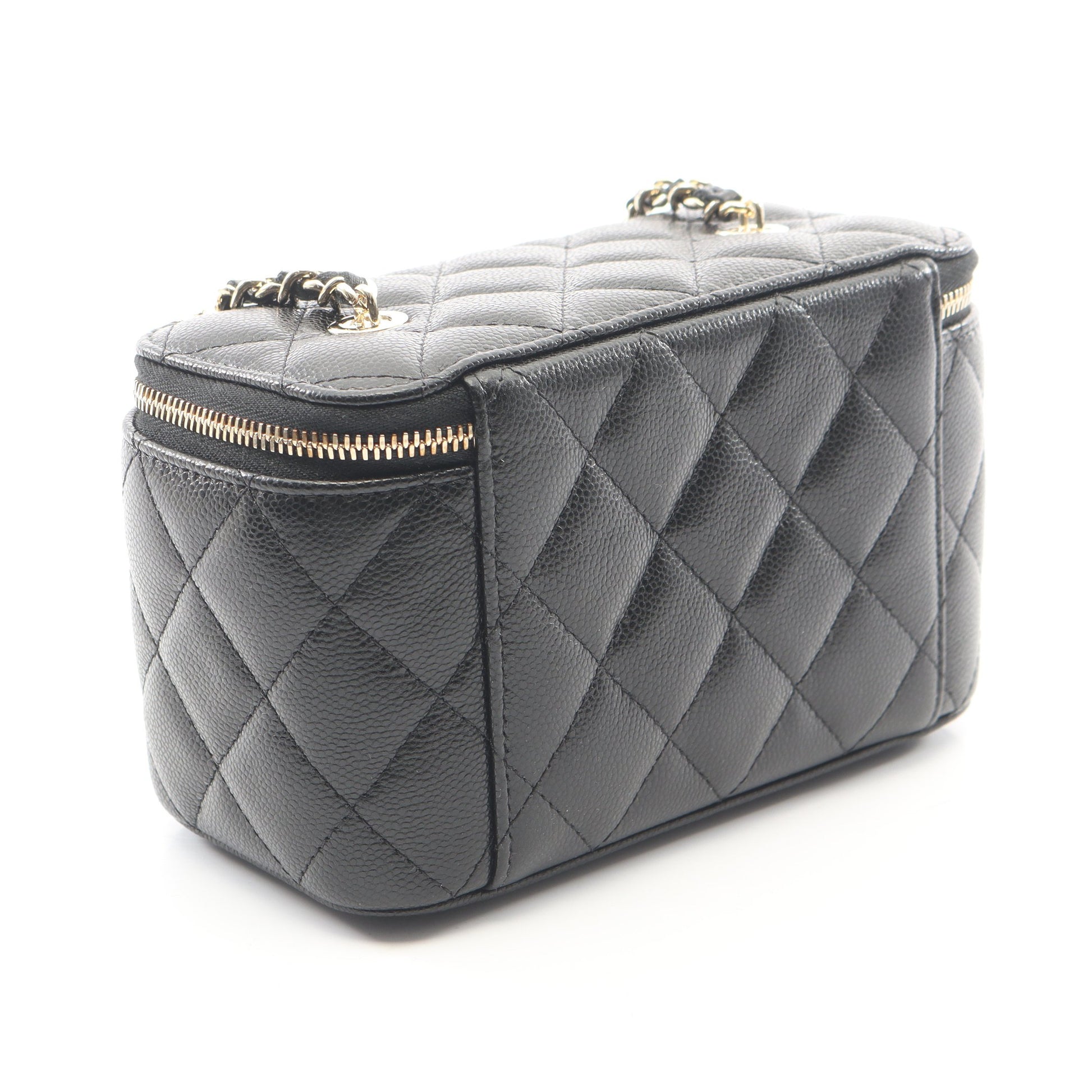 マトラッセ スモールバニティ チェーンショルダーバッグ キャビアスキン ブラック ゴールド金具 シャネル バッグ CHANEL