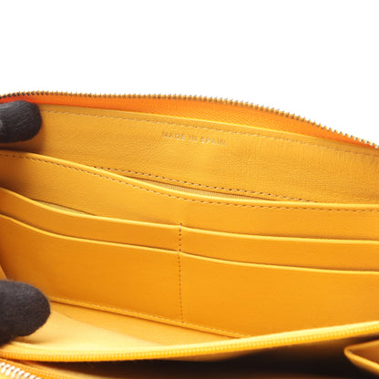 マトラッセ ラウンドファスナー長財布 ラムスキン イエロー ゴールド金具 シャネル
