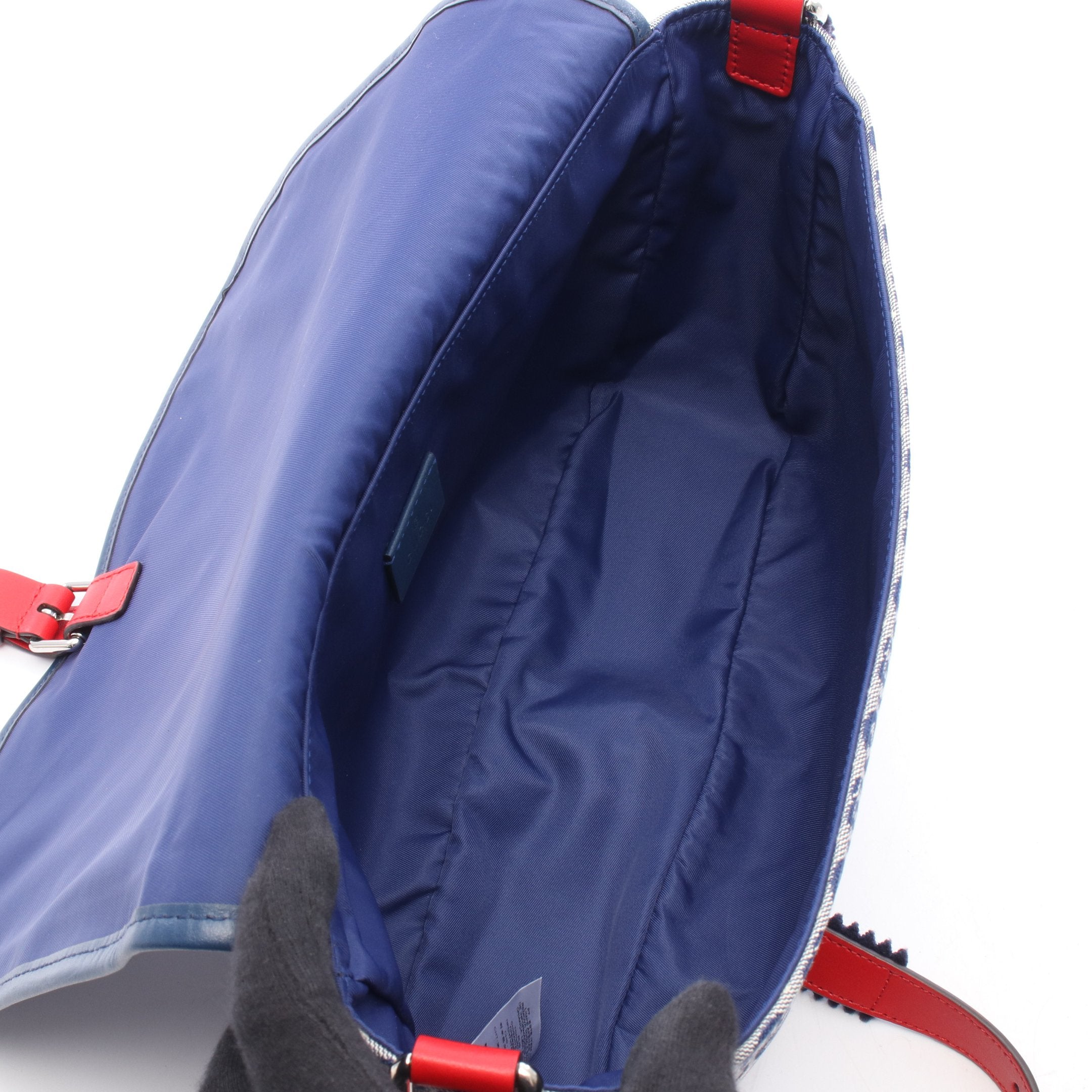 チルドレンズ ダブルG ショルダーバッグ キャンバス レザー ネイビー