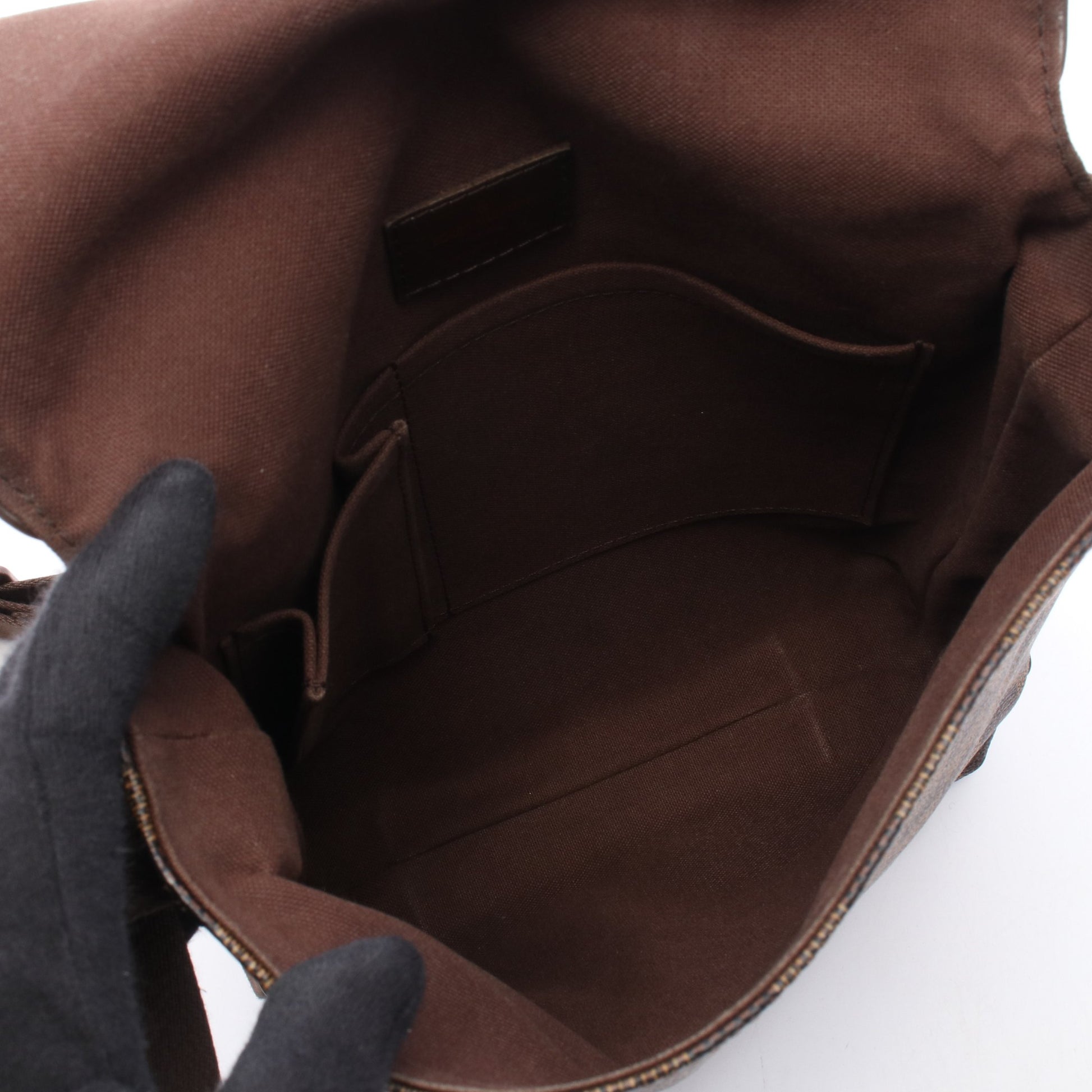 ブルックリンPM ダミエエベヌ ショルダーバッグ PVC レザー ブラウン ルイヴィトン バッグ LOUIS VUITTON