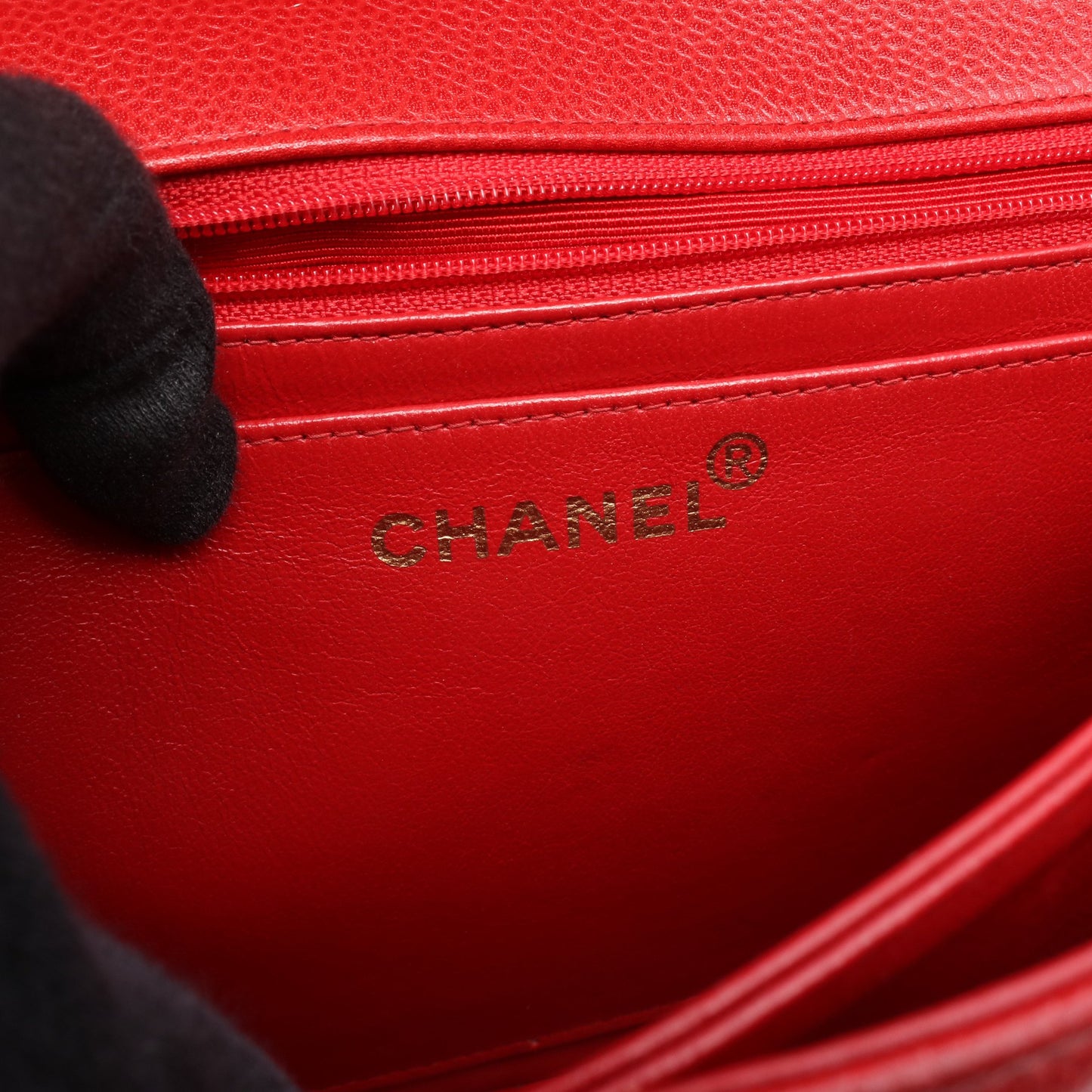 マトラッセ ハンドバッグ キャビアスキン レッド ゴールド金具 シャネル バッグ CHANEL