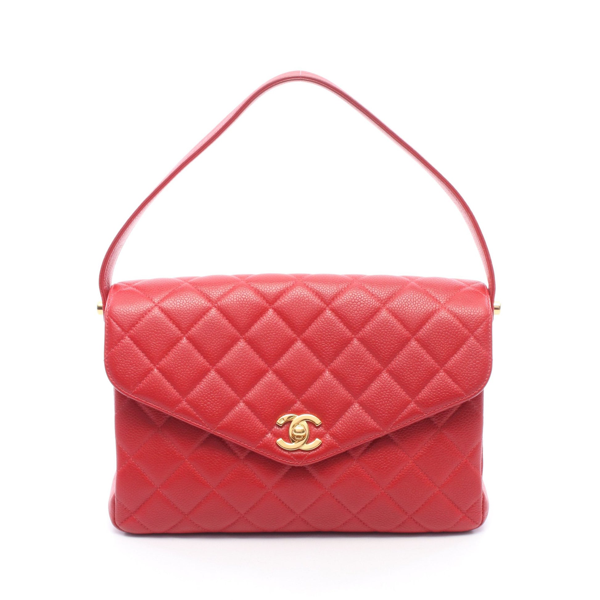 マトラッセ ハンドバッグ キャビアスキン レッド ゴールド金具 シャネル バッグ CHANEL