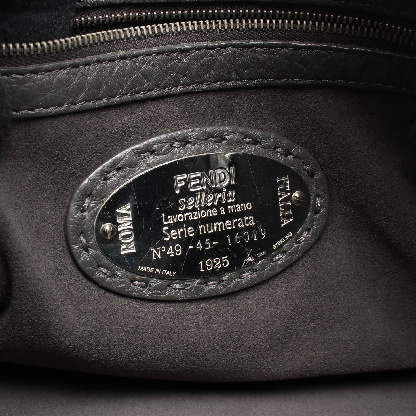 セレリア レイ ハンドバッグ レザー ダークグレー フェンディ バッグ FENDI