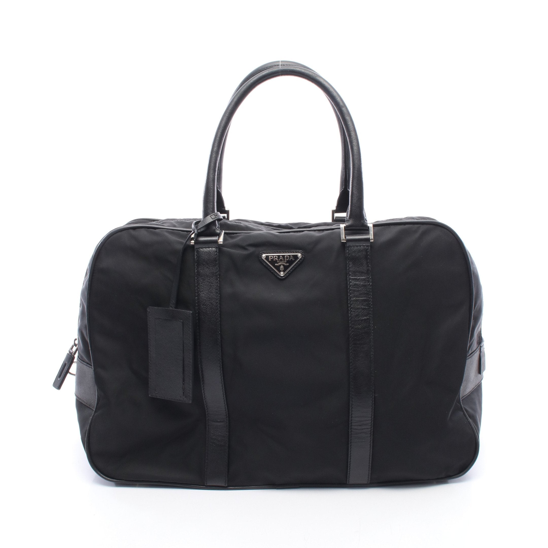 VIAGGIO ボストンバッグ ナイロン レザー ブラック プラダ – RECLO