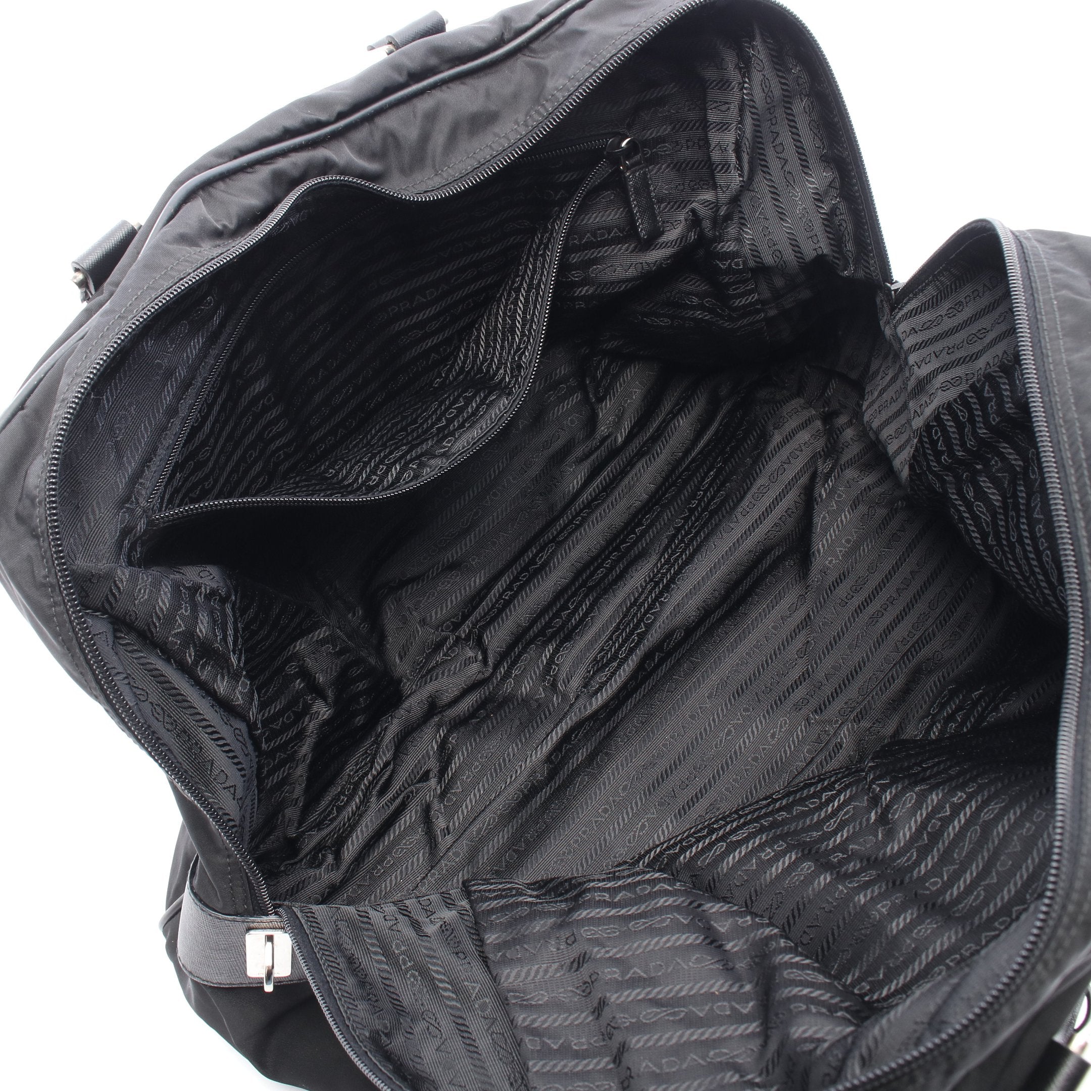 VIAGGIO ボストンバッグ ナイロン レザー ブラック プラダ – RECLO