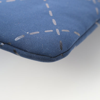 マトラッセ クラッチバッグ ナイロン レザー ダークブルー シルバー金具 シャネル