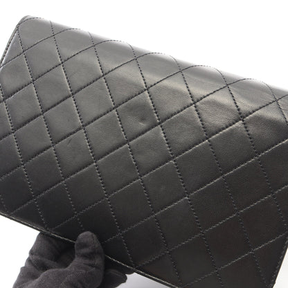マトラッセ フルフラップ プッシュロック チェーンショルダーバッグ ラムスキン ブラック ゴールド金具 シャネル