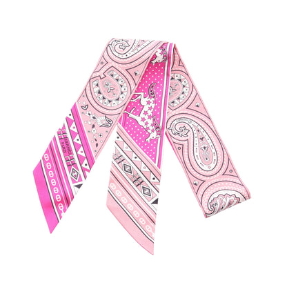 ツイリー Cheval de Coeur Bandana リボン スカーフ シルク ピンク ピンクパープル ホワイト エルメス